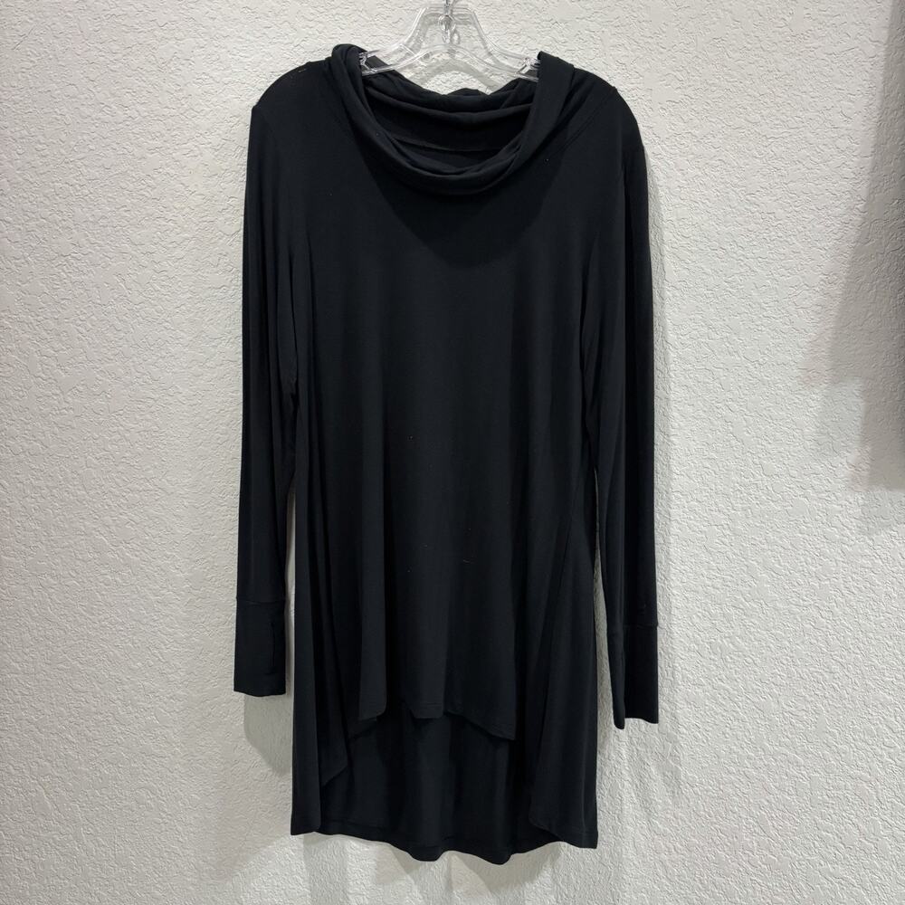 Cuddl Duds Softwear Womens L Black Modal Cowl Neck Tunic Long Sleeve Top